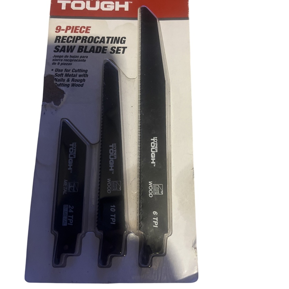 Hyper Tough 9 Piece Reciprocating Saw Blades,‎ Steel Material,  New Condition
